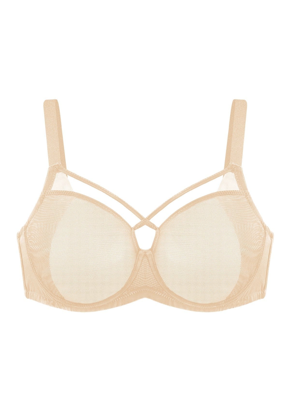 Billie Cross Front Strap Barbie Pink Smooth Sheer Mesh Underwire Bra