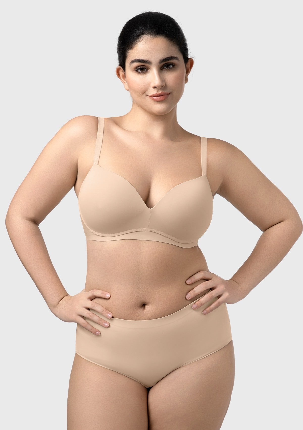 Comfortable Wireless Push Up Plunge Bra with Padded V Lift