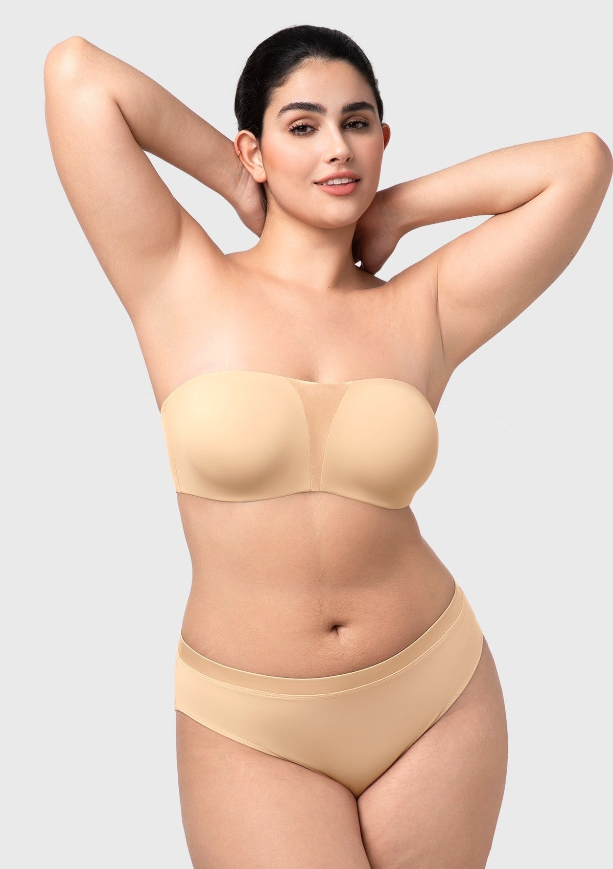 Fiery Unlined Seamless Comfort Underwire Plus Size Bandeau Strapless Coffee Bra