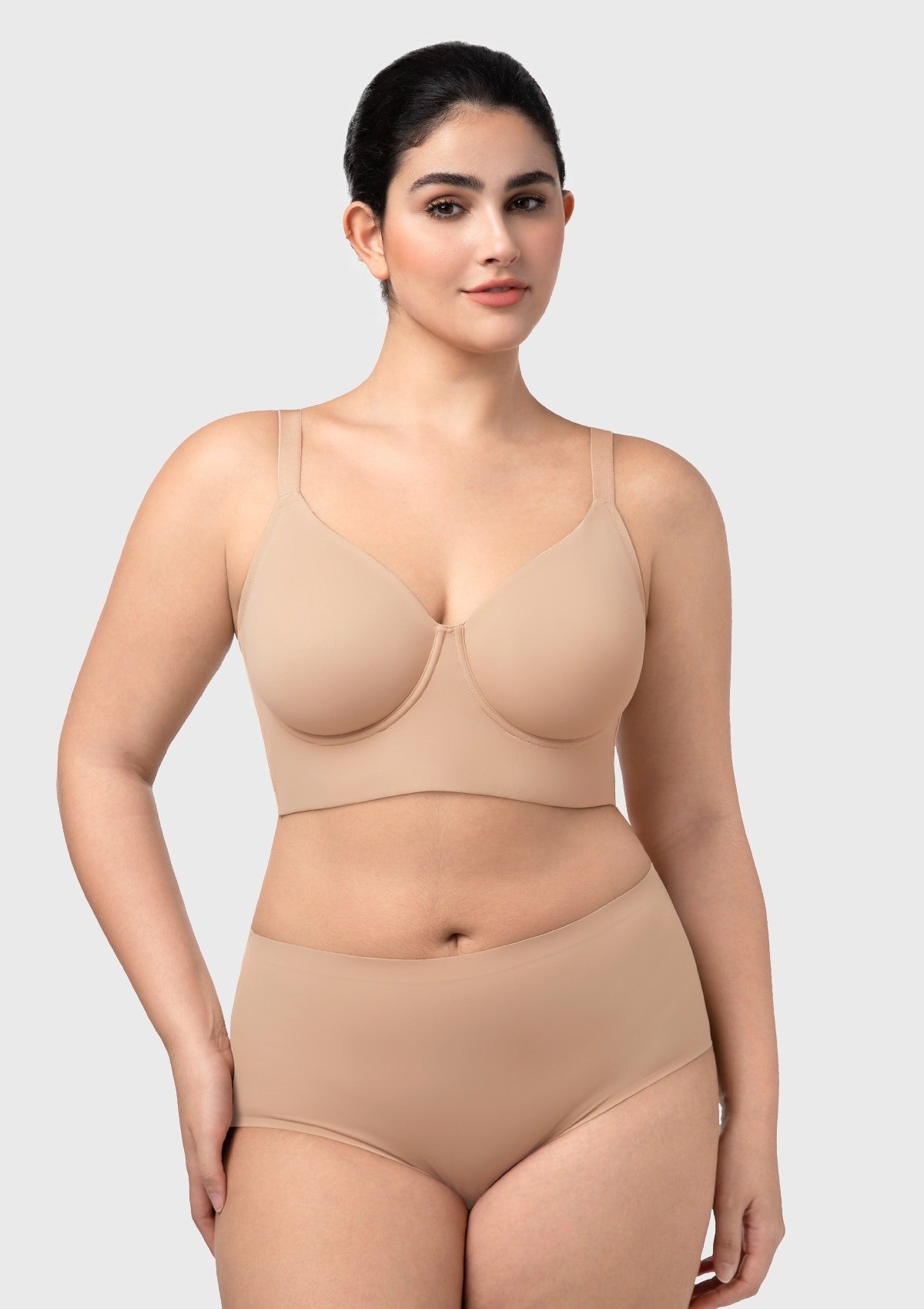 HSIA Delia Plus Size Lightly Padded Seamless Full Coverage Underwire Longline T-Shirt Bra for Fuller Bust
