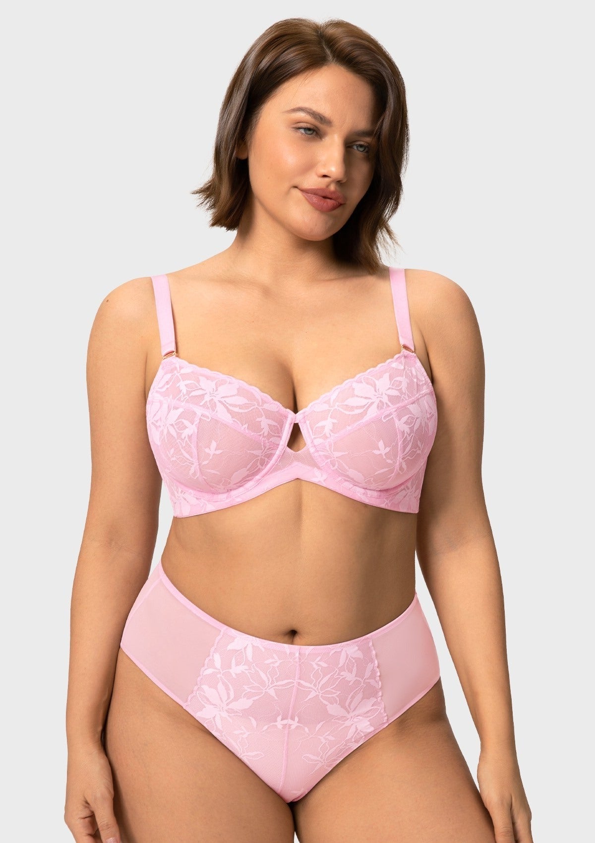 HSIA Petalia Plus Size Seamless Lace Underwire Balconette Demi No Padded Bra with High Elastic Fabric Delicate Lace Trim Cutout & Adjustable Straps