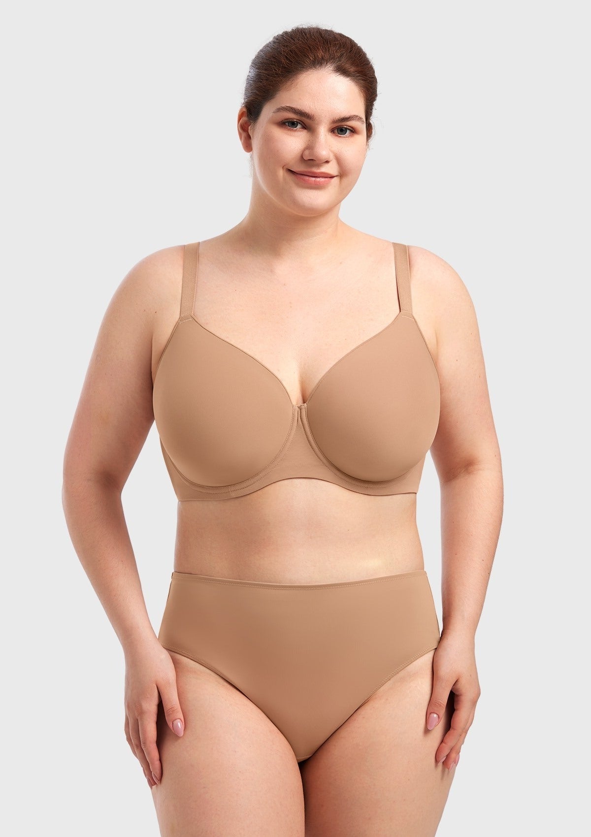 AirMesh Dark Beige Full Coverage Smooth Mesh Lightly Padded Lined Underwire T-Shirt Bra