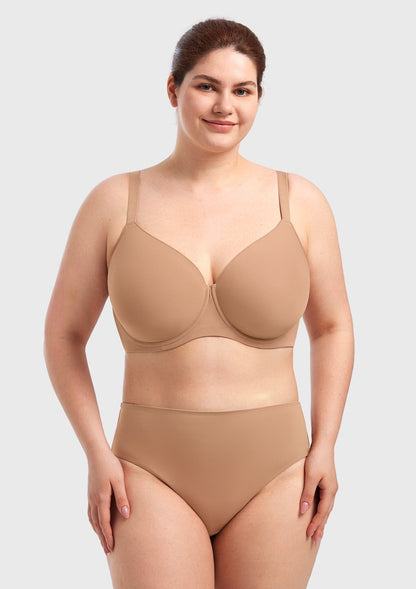 AirMesh Dark Beige Full Coverage Smooth Mesh Lightly Padded Lined Underwire T-Shirt Bra