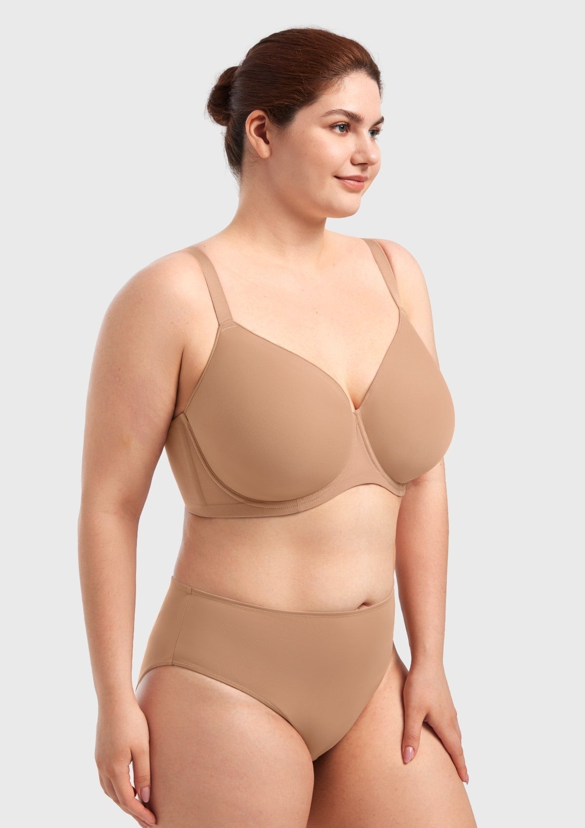 AirMesh Dark Beige Full Coverage Smooth Mesh Lightly Padded Lined Underwire T-Shirt Bra