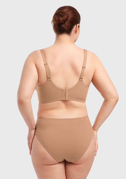 AirMesh Dark Beige Full Coverage Smooth Mesh Lightly Padded Lined Underwire T-Shirt Bra