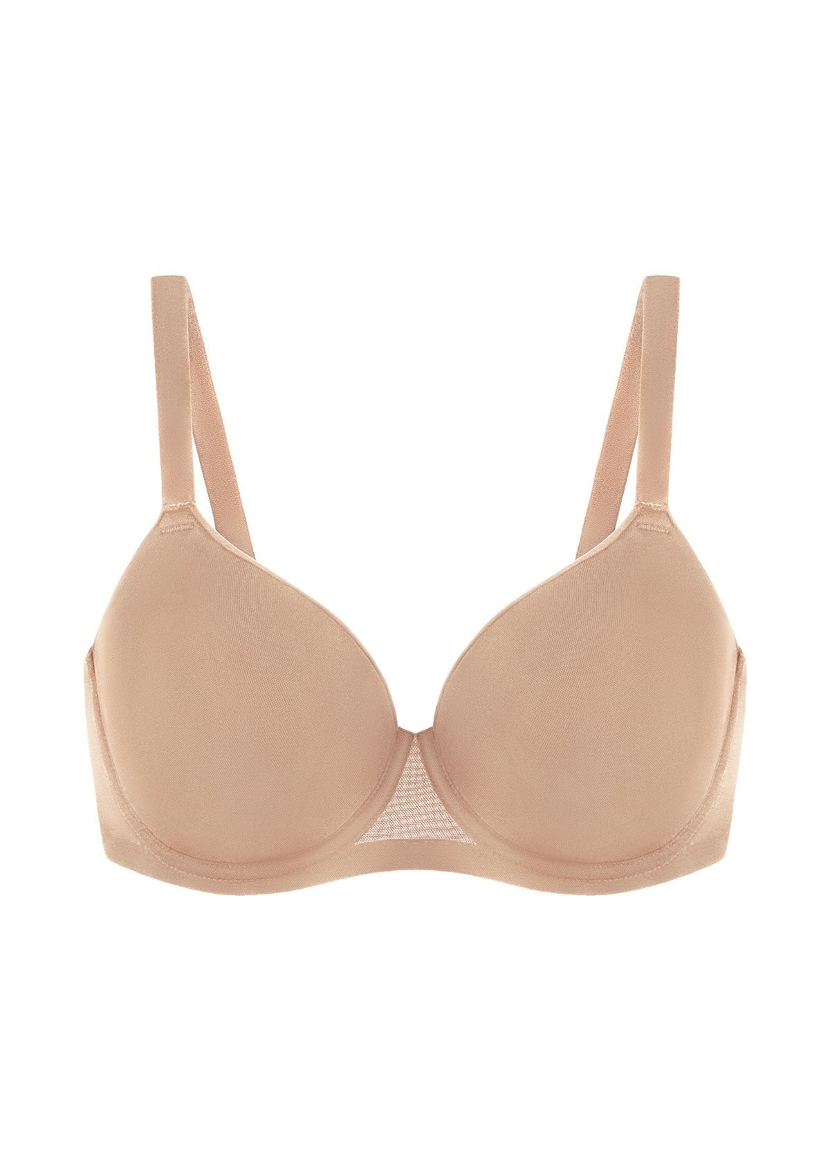 AirMesh Dark Beige Full Coverage Smooth Mesh Lightly Padded Lined Underwire T-Shirt Bra