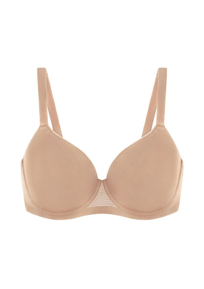 AirMesh Dark Beige Full Coverage Smooth Mesh Lightly Padded Lined Underwire T-Shirt Bra