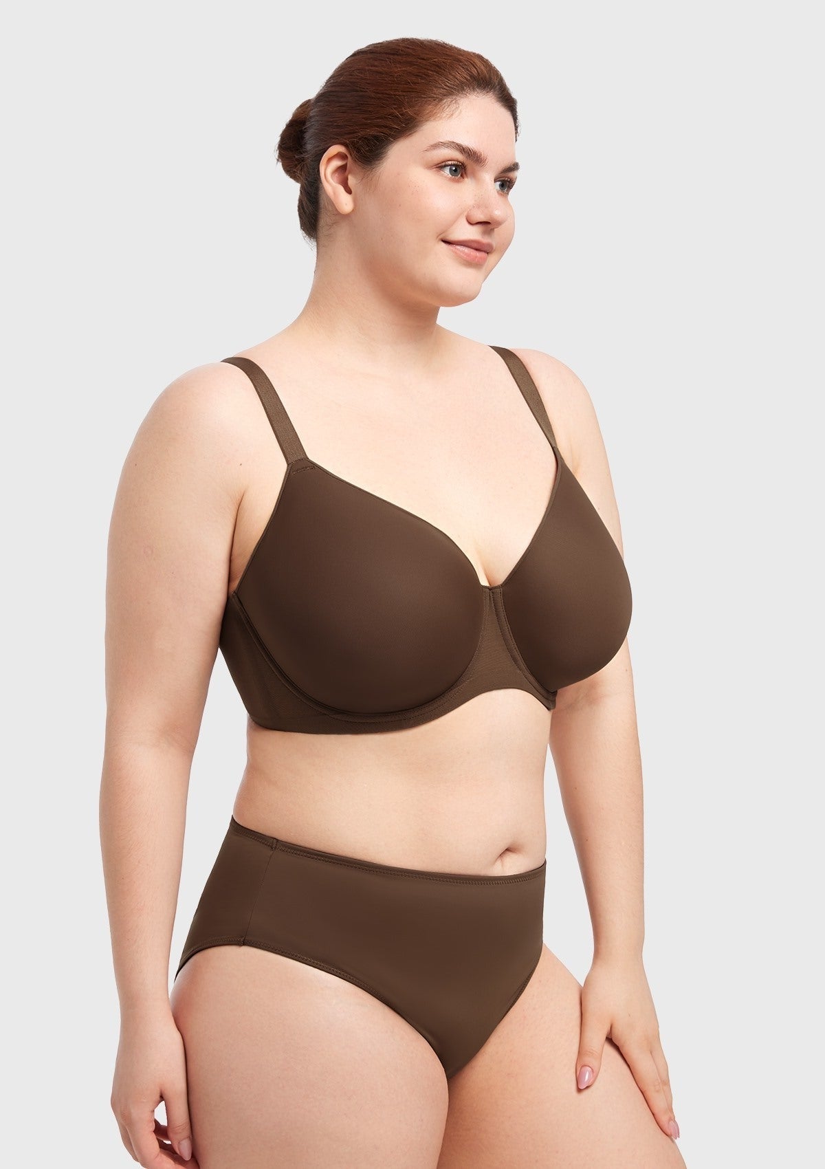 AirMesh Dark Beige Full Coverage Smooth Mesh Lightly Padded Lined Underwire T-Shirt Bra