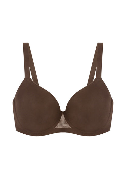 AirMesh Dark Beige Full Coverage Smooth Mesh Lightly Padded Lined Underwire T-Shirt Bra