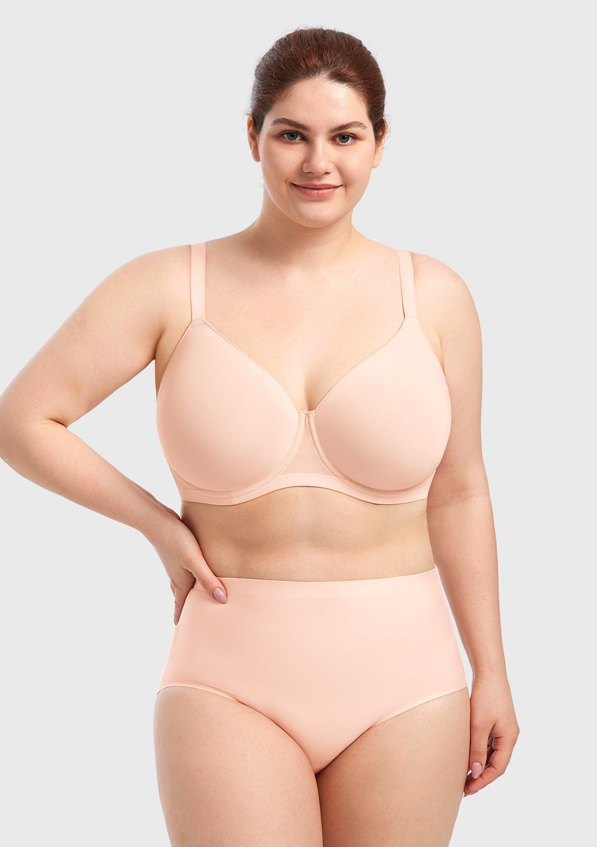 AirMesh Dark Beige Full Coverage Smooth Mesh Lightly Padded Lined Underwire T-Shirt Bra