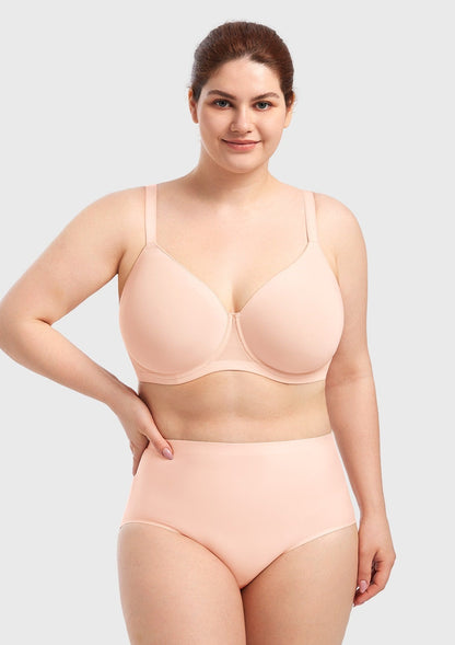 AirMesh Dark Beige Full Coverage Smooth Mesh Lightly Padded Lined Underwire T-Shirt Bra