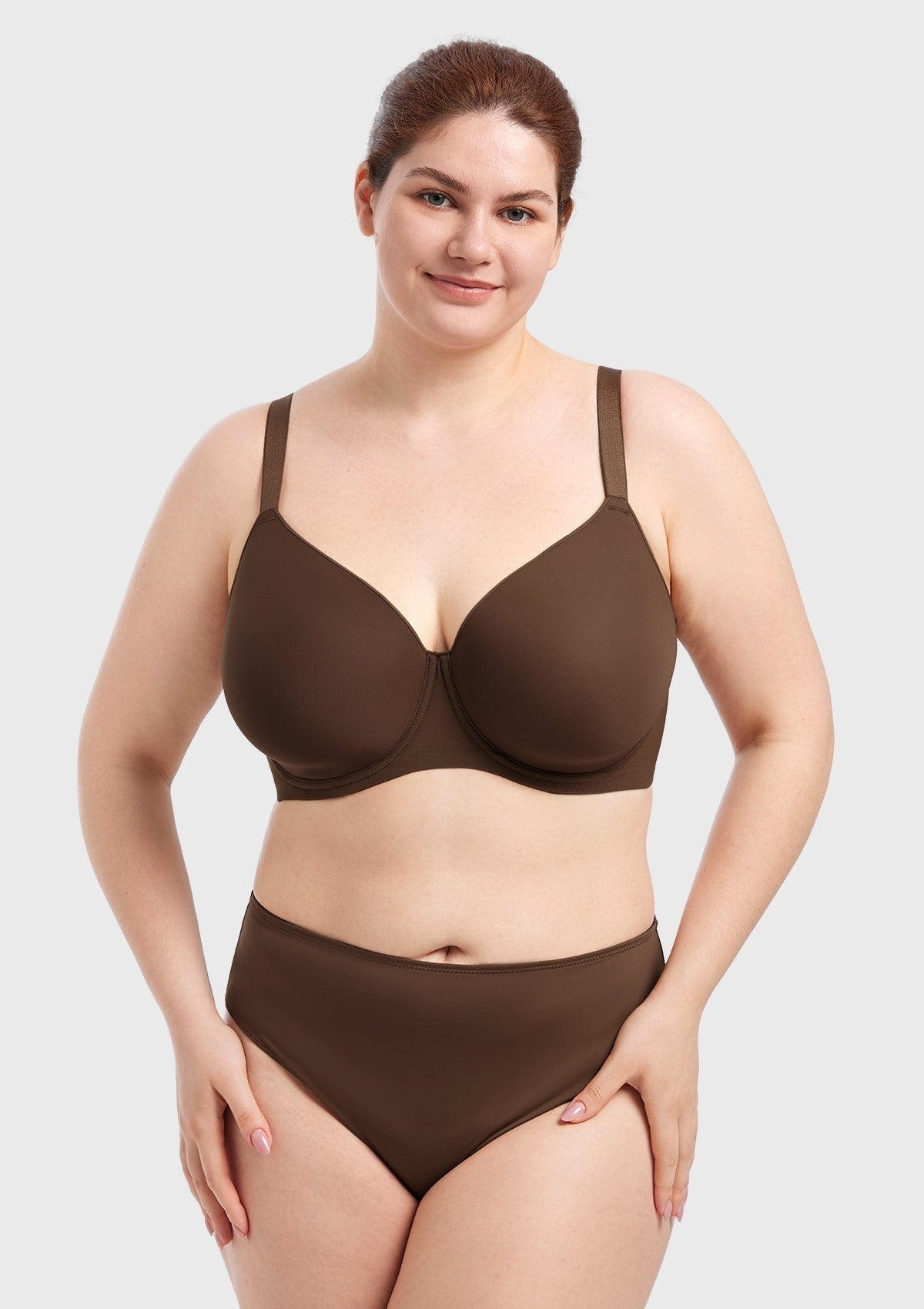 AirMesh Dark Beige Full Coverage Smooth Mesh Lightly Padded Lined Underwire T-Shirt Bra