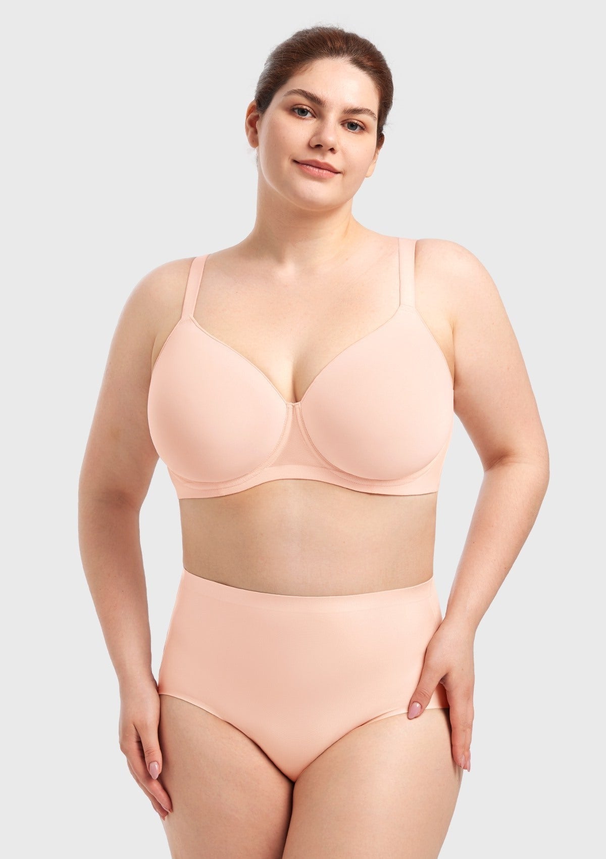 AirMesh Dark Beige Full Coverage Smooth Mesh Lightly Padded Lined Underwire T-Shirt Bra