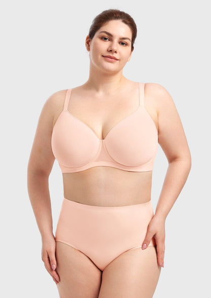 AirMesh Dark Beige Full Coverage Smooth Mesh Lightly Padded Lined Underwire T-Shirt Bra