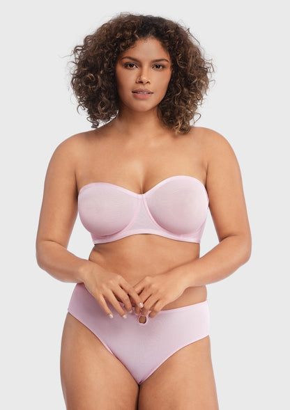 Bella Sheer Mesh Unlined Underwire Strapless Balconette Bra