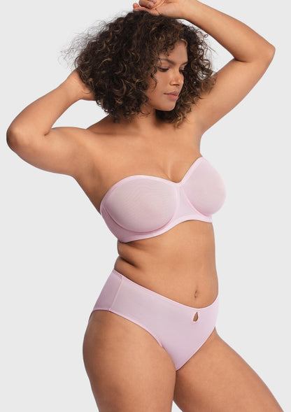 Bella Sheer Mesh Unlined Underwire Strapless Balconette Bra