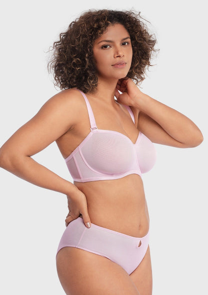 Bella Sheer Mesh Unlined Underwire Strapless Balconette Bra