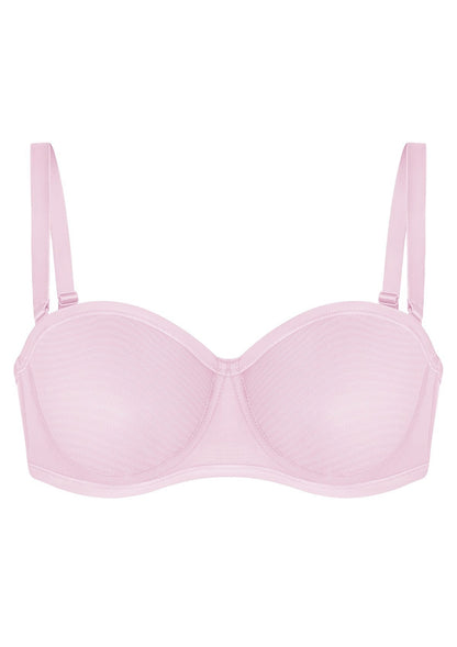 Bella Sheer Mesh Unlined Underwire Strapless Balconette Bra