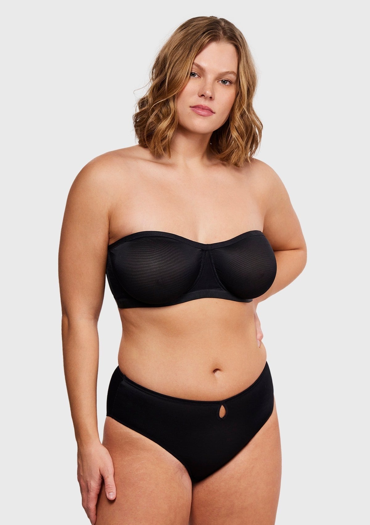 Bella Sheer Mesh Unlined Underwire Strapless Balconette Bra
