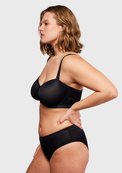 Bella Sheer Mesh Unlined Underwire Strapless Balconette Bra