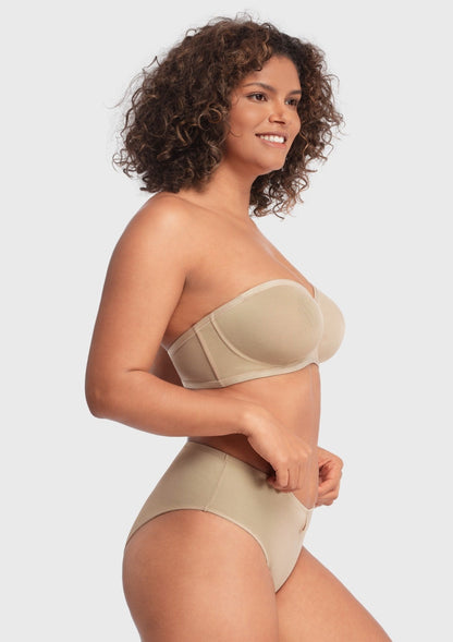 Bella Sheer Mesh Unlined Underwire Strapless Balconette Bra