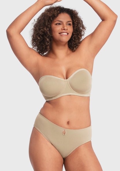 Bella Sheer Mesh Unlined Underwire Strapless Balconette Bra