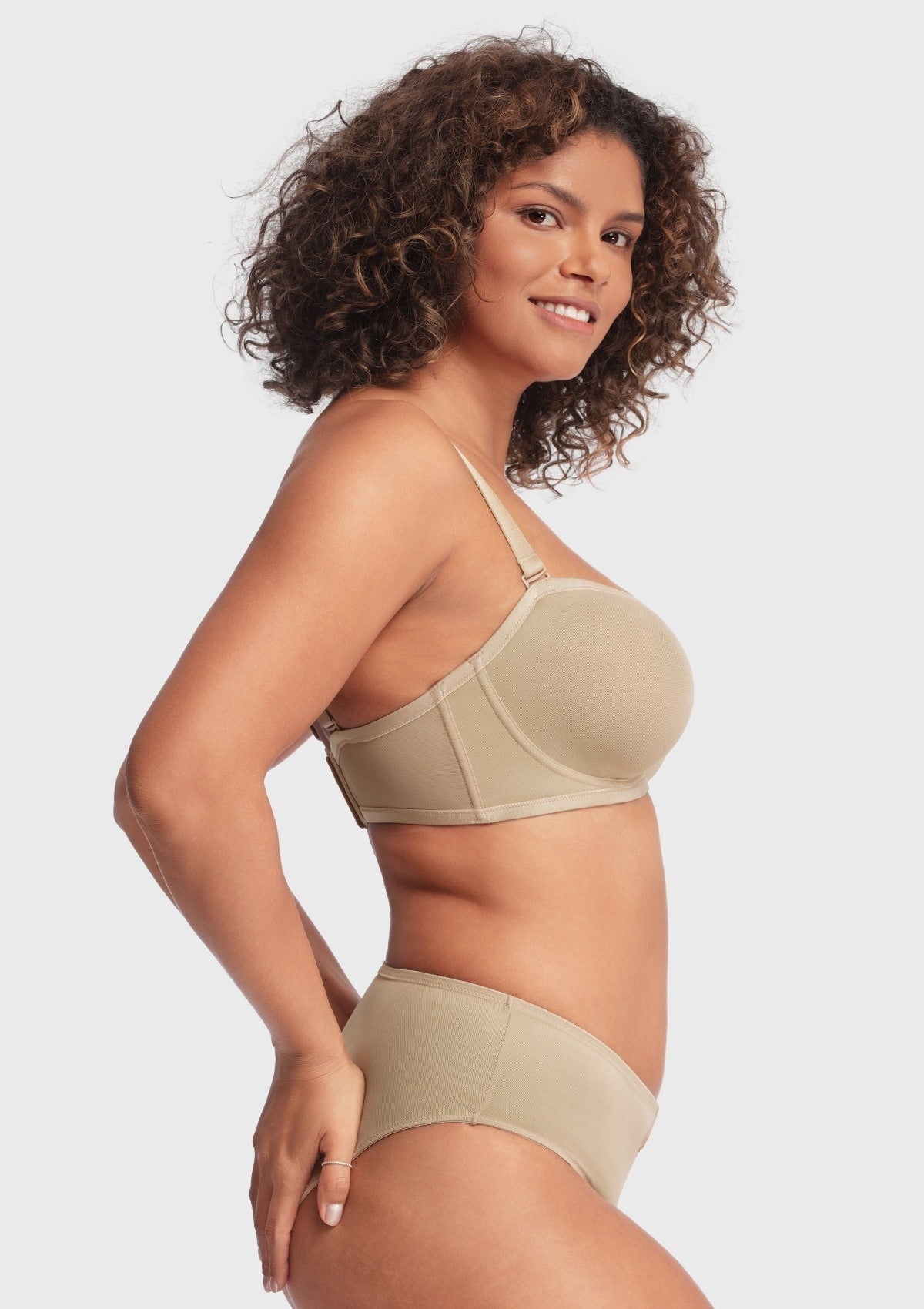 Bella Sheer Mesh Unlined Underwire Strapless Balconette Bra