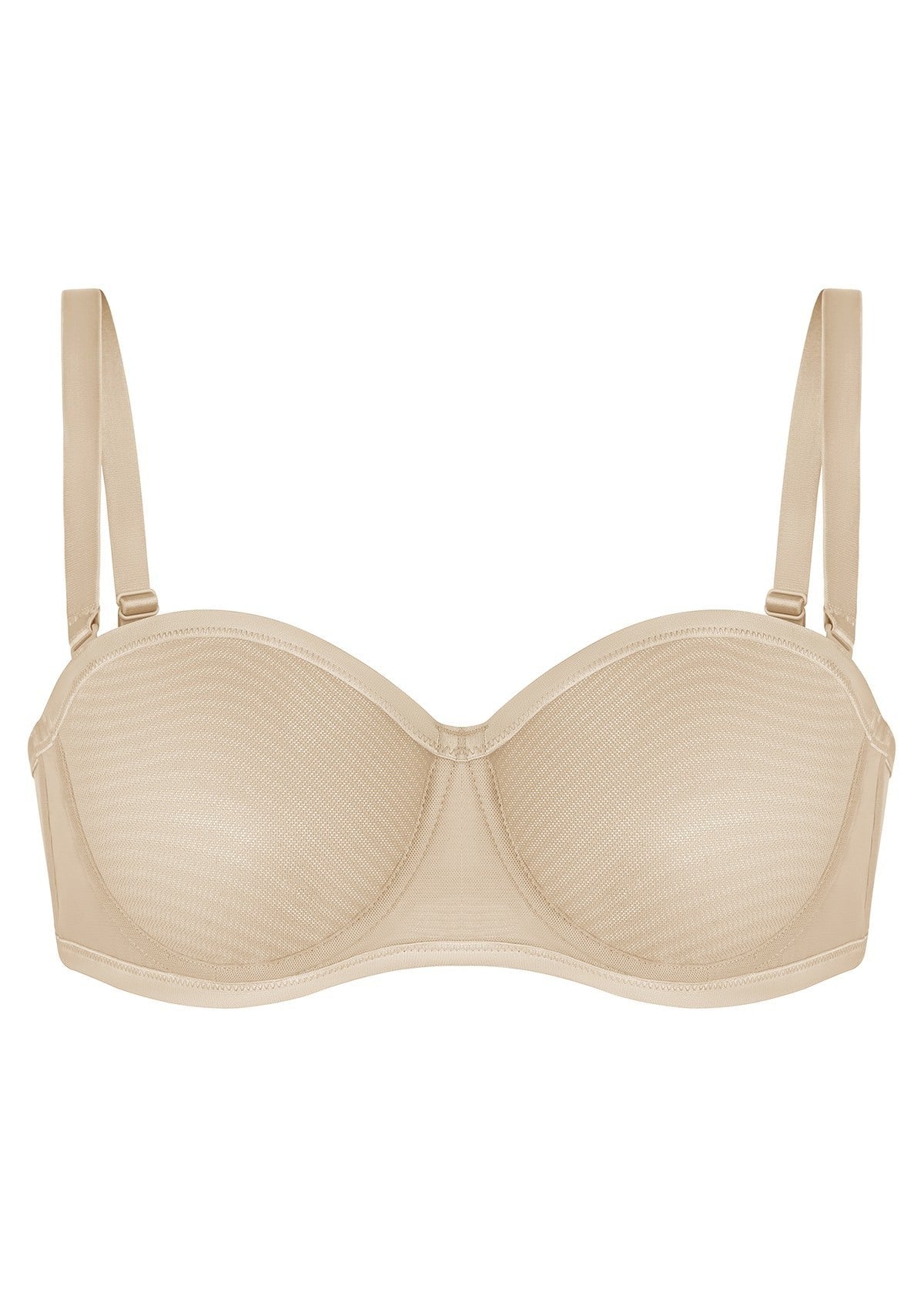 Bella Sheer Mesh Unlined Underwire Strapless Balconette Bra