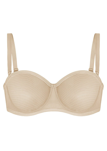 Bella Sheer Mesh Unlined Underwire Strapless Balconette Bra