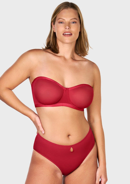 Bella Sheer Mesh Unlined Underwire Strapless Balconette Bra