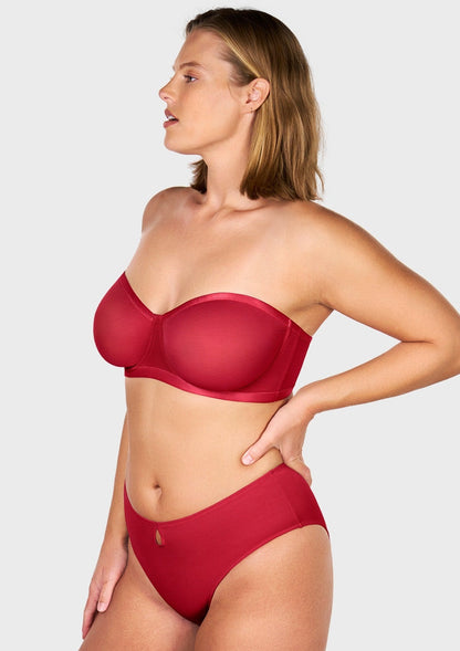 Bella Sheer Mesh Unlined Underwire Strapless Balconette Bra