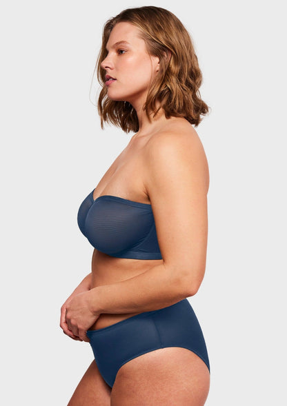 Bella Sheer Mesh Unlined Underwire Strapless Balconette Bra