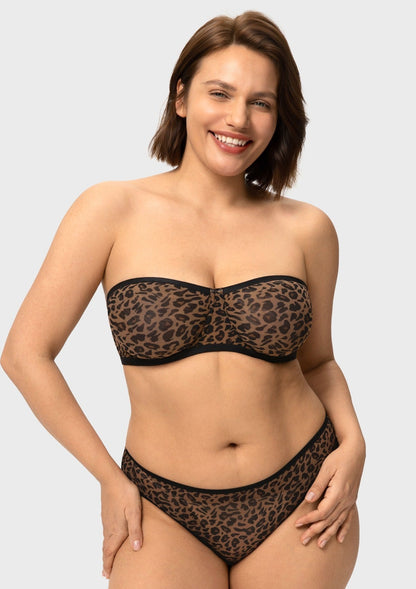 Bella Sheer Mesh Unlined Underwire Strapless Balconette Bra