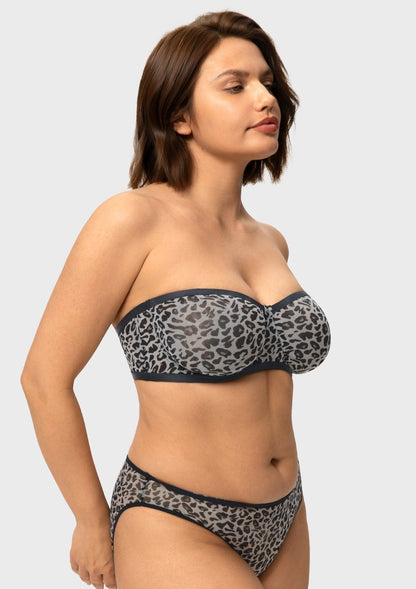 Bella Sheer Mesh Unlined Underwire Strapless Balconette Bra
