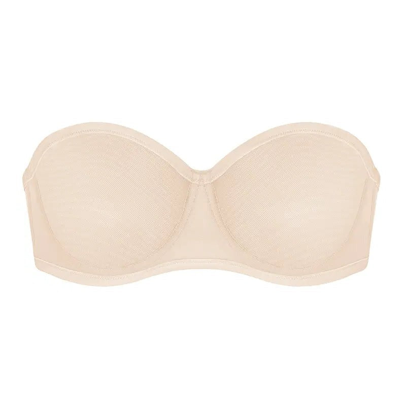 Bella Sheer Mesh Unlined Underwire Strapless Balconette Bra