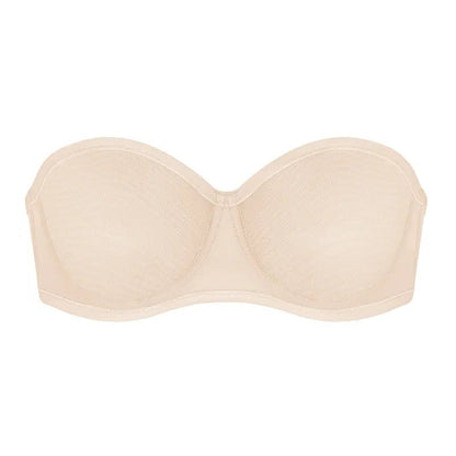 Bella Sheer Mesh Unlined Underwire Strapless Balconette Bra