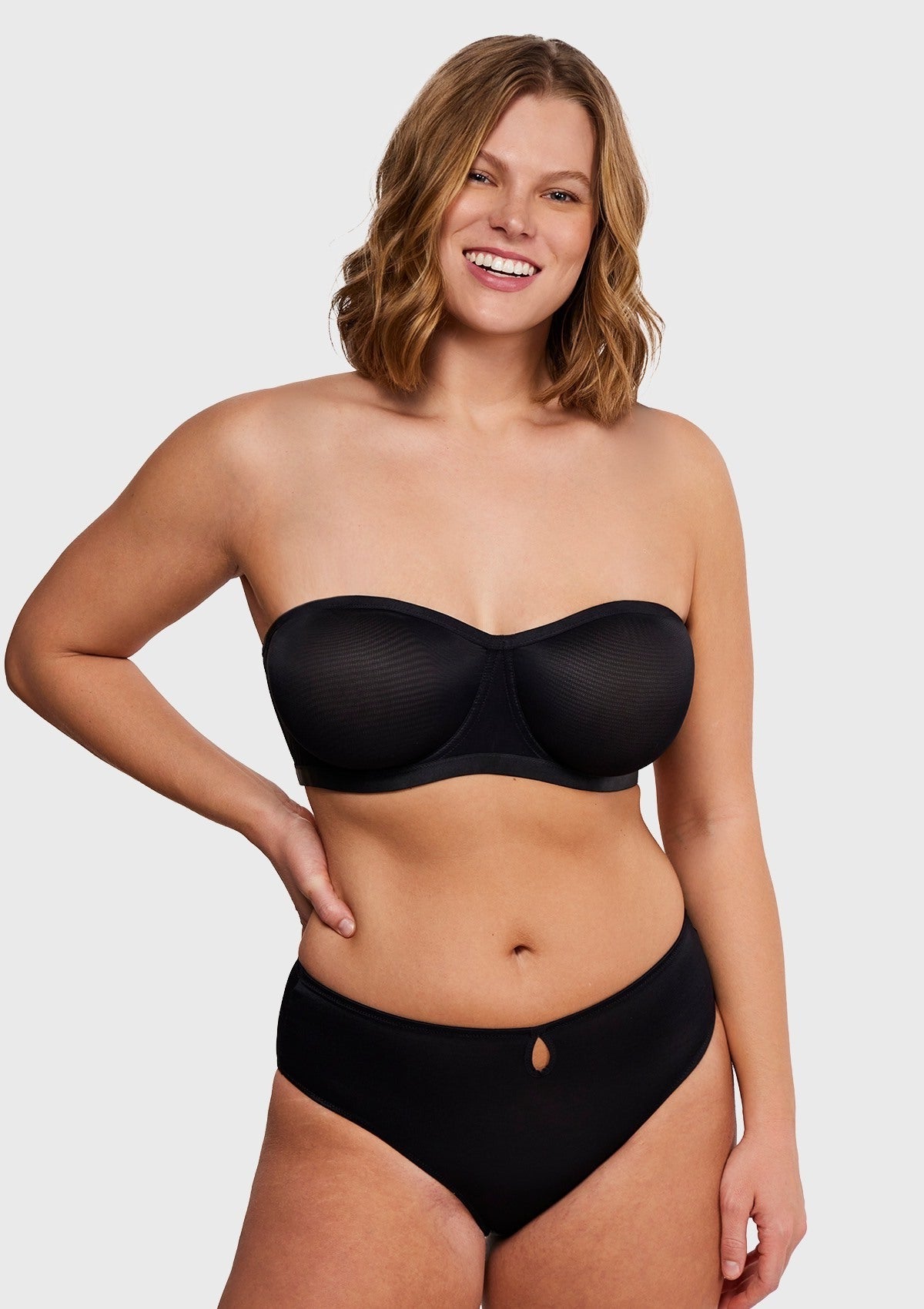 Bella Sheer Mesh Unlined Underwire Strapless Balconette Bra