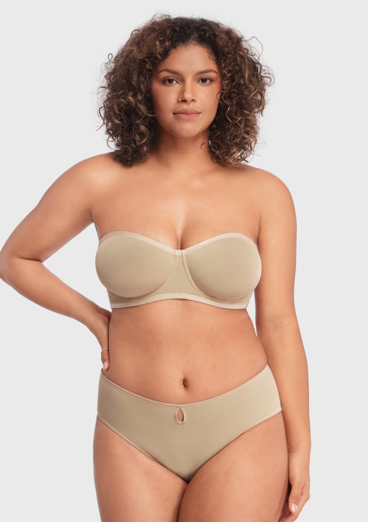 Bella Sheer Mesh Unlined Underwire Strapless Balconette Bra