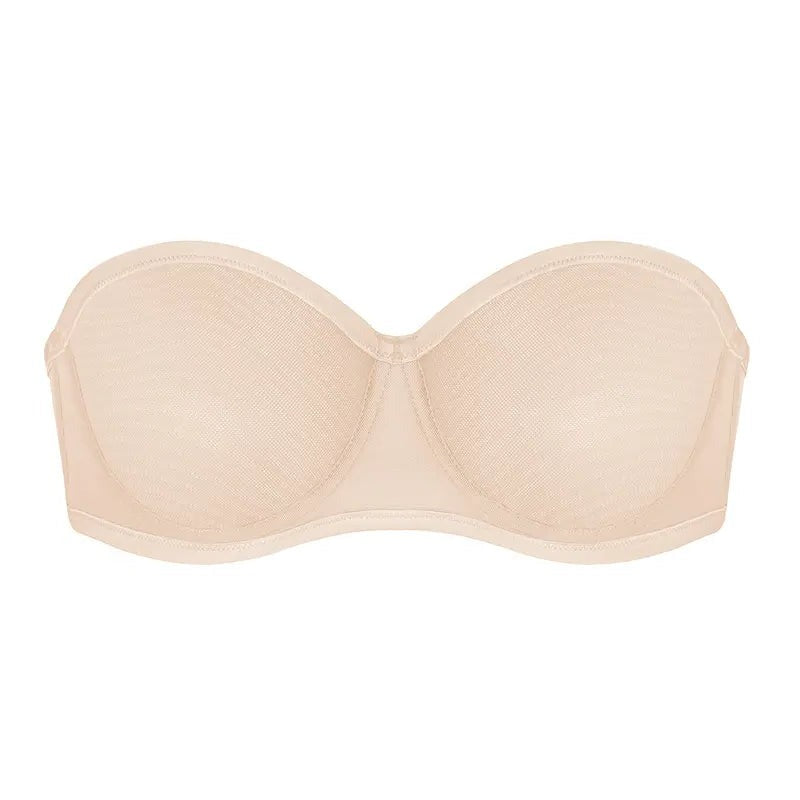 Bella Sheer Mesh Unlined Underwire Strapless Balconette Bra