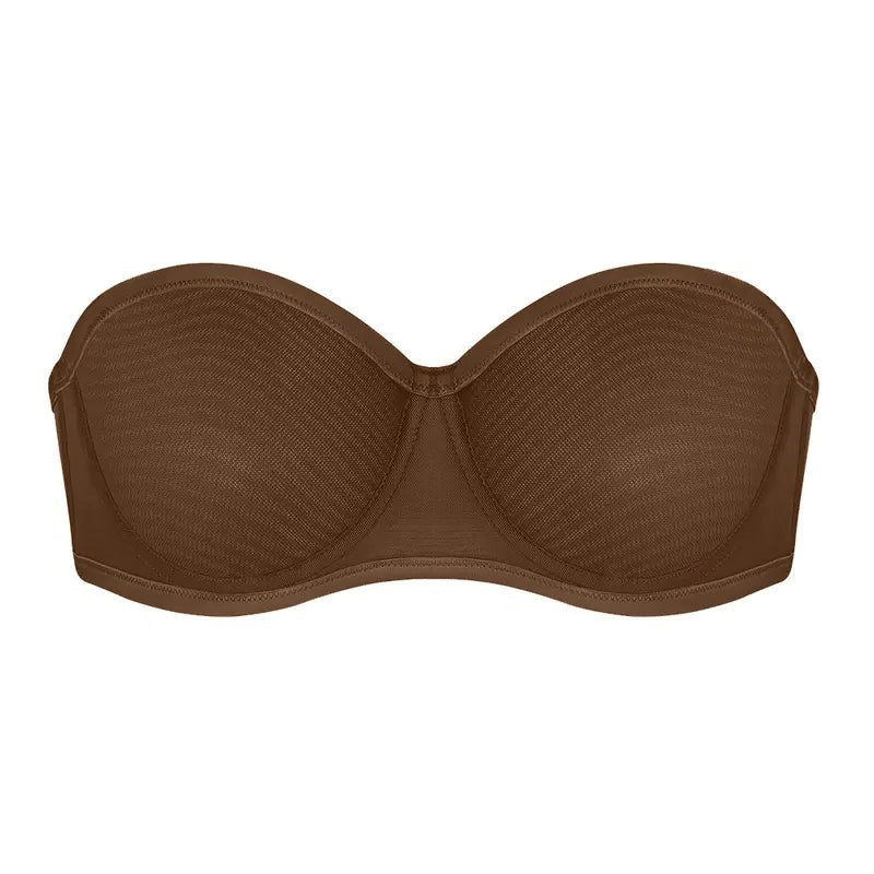 Bella Sheer Mesh Unlined Underwire Strapless Balconette Bra