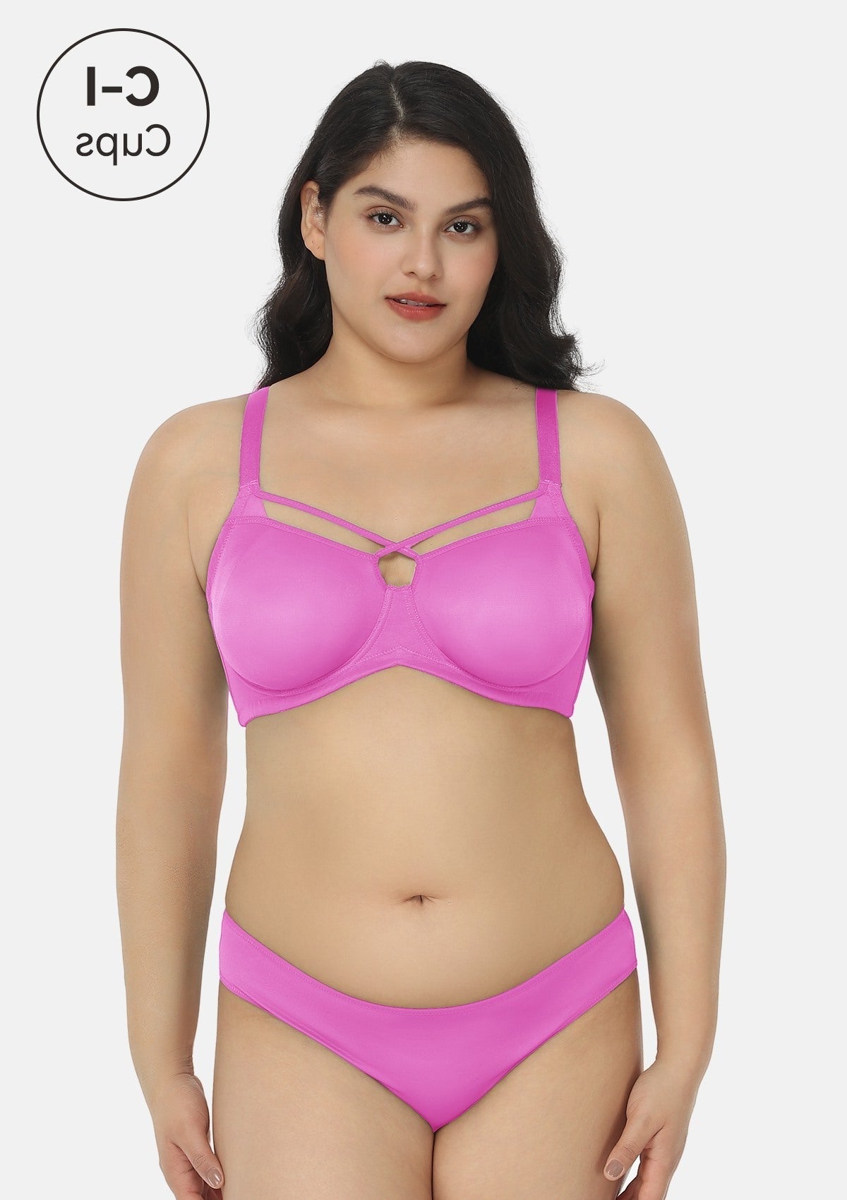 Billie Cross Front Strap Barbie Pink Smooth Sheer Mesh Underwire Bra