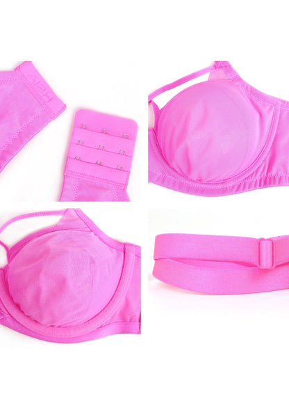 Billie Cross Front Strap Barbie Pink Smooth Sheer Mesh Underwire Bra