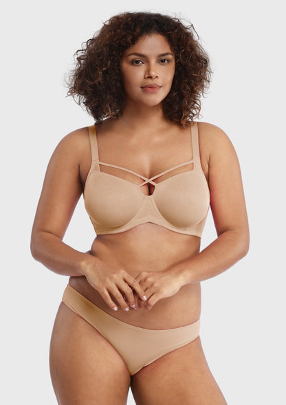 Billie Cross Front Strap Barbie Pink Smooth Sheer Mesh Underwire Bra