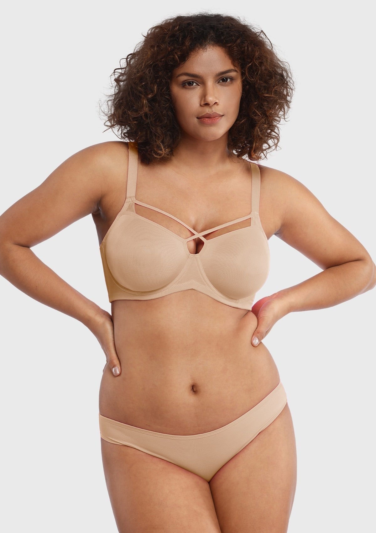 Billie Cross Front Strap Barbie Pink Smooth Sheer Mesh Underwire Bra