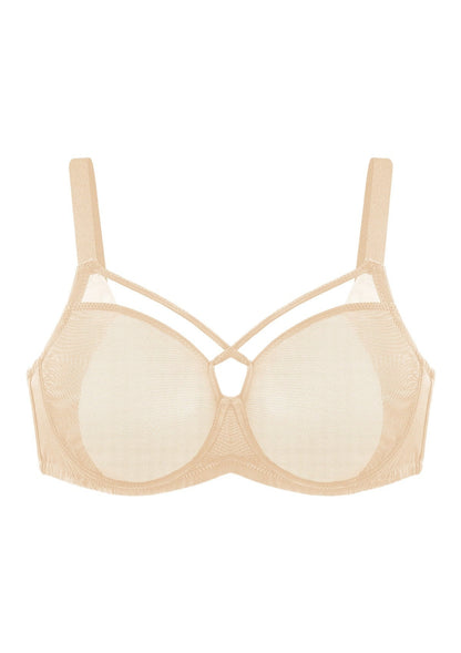 Billie Cross Front Strap Barbie Pink Smooth Sheer Mesh Underwire Bra