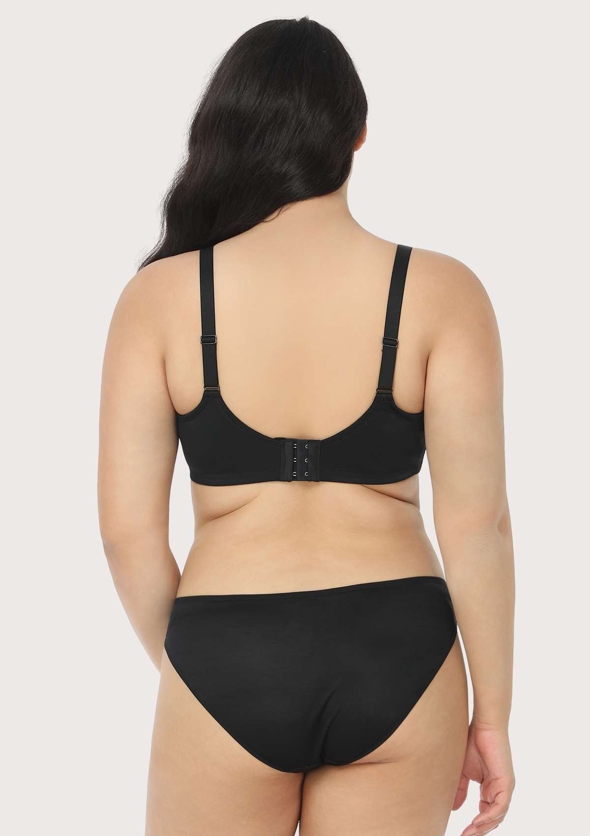 Billie Cross Front Strap Black Smooth Sheer Mesh Underwire Bra Set