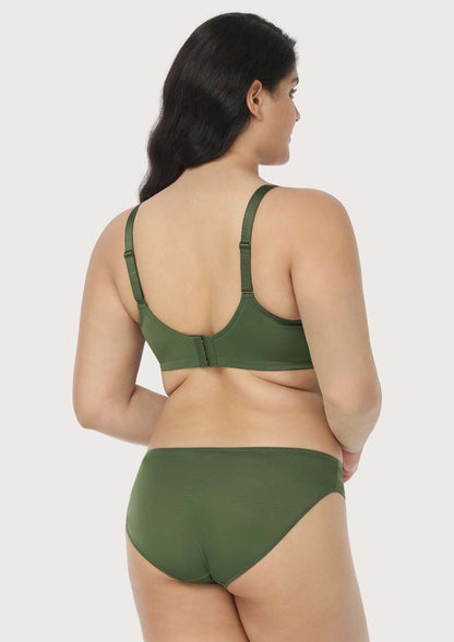 Billie Cross Front Strap Dark Green Smooth Sheer Mesh Underwire Bra