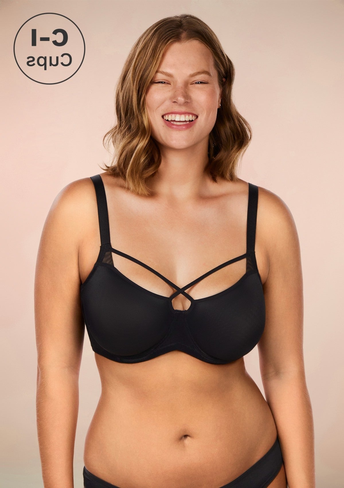 Billie Cross Front Strap Smooth Sheer Mesh Underwire Bra