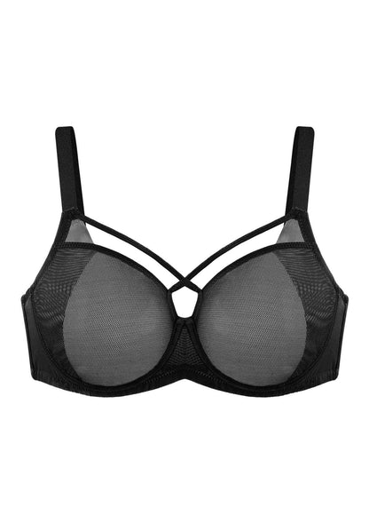 Billie Cross Front Strap Smooth Sheer Mesh Underwire Bra