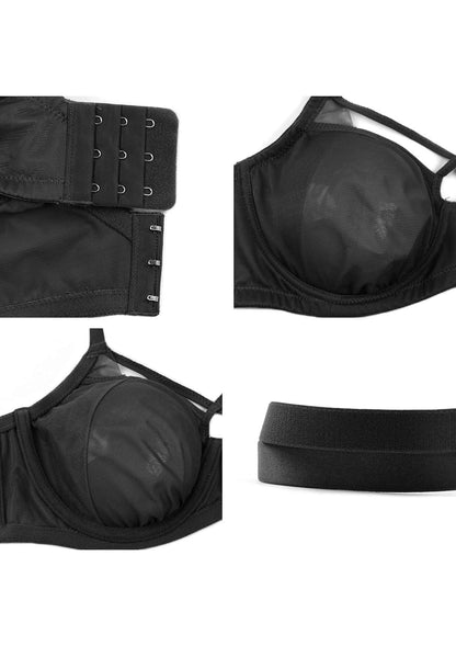 Billie Cross Front Strap Smooth Sheer Mesh Underwire Bra